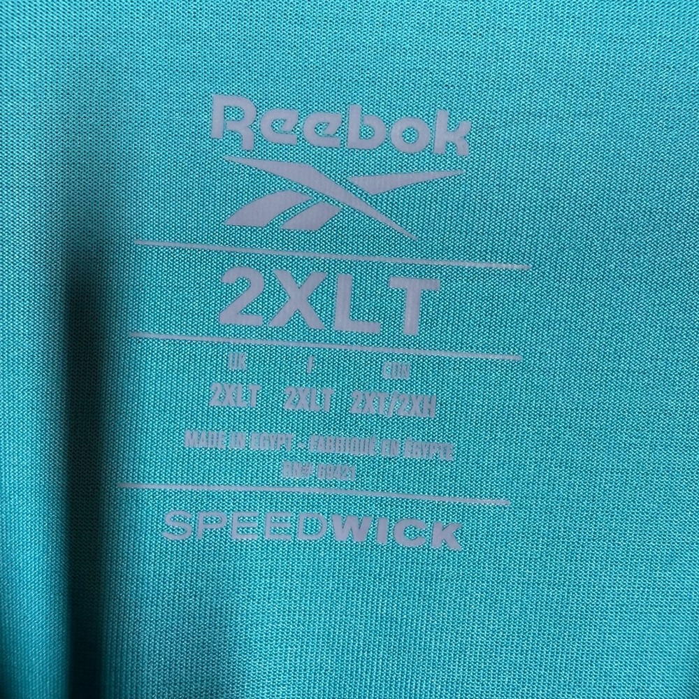 Reebok Speedwick Polo Shirt Mens 2XLT Turquoise Blue Heathered Golf DXGF19131 - Picture 4 of 9